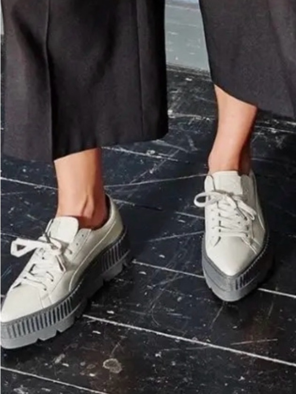 Fenty Beauty Women's Platform Sneakers in Light Gray